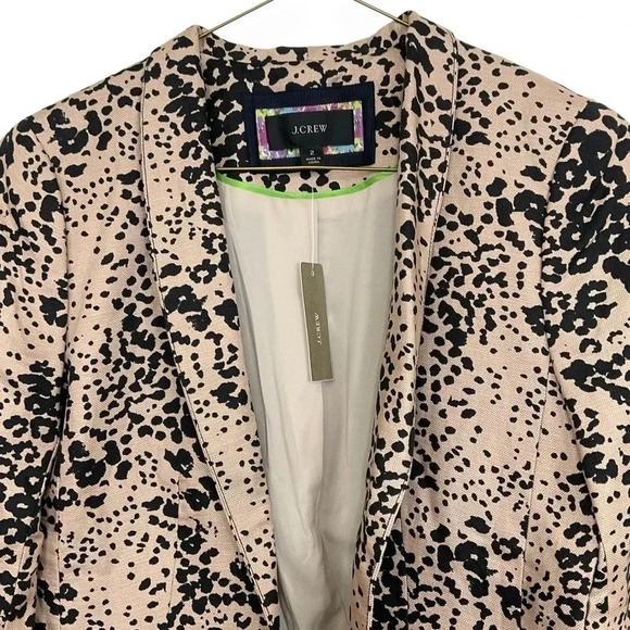 J. Crew Going Out Linen Leopard Print Blazer Size 2 - Picture 2 of 6